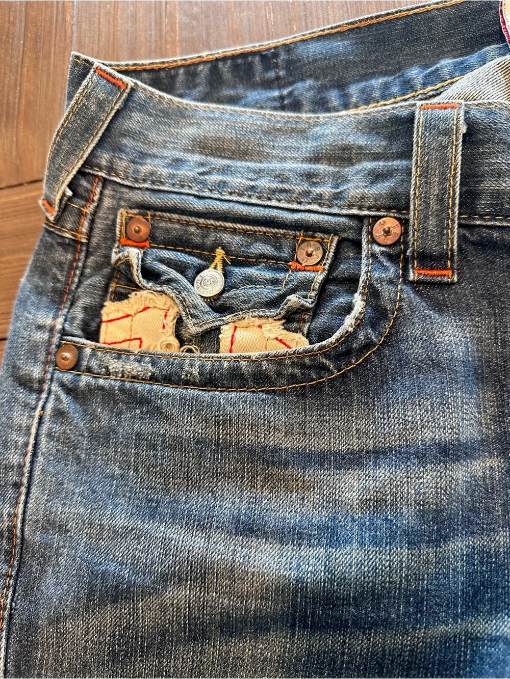 True Religion World Tour Boot Cut Jeans Distressed Horseshoe